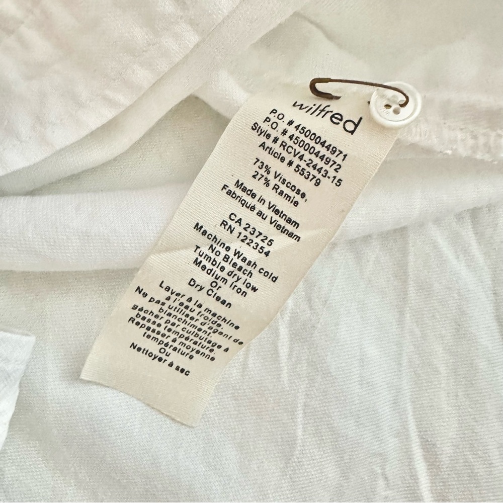 ARITZIA | WILFRED WHITE BERTILLON OVERSIZED BUTTON UP BLOUSE TUNIC LINEN-LIKE - Picture 13 of 13